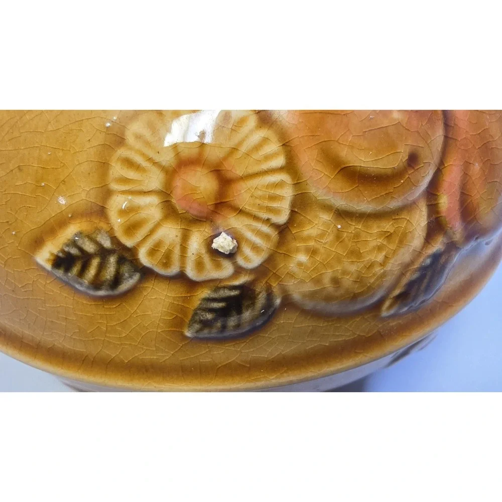 TeaPot Fall Harvest Fruit Dark Mustard Color Japan Vintage A5